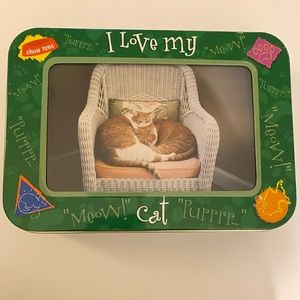 Green Cat Photo Tin Trinket Box